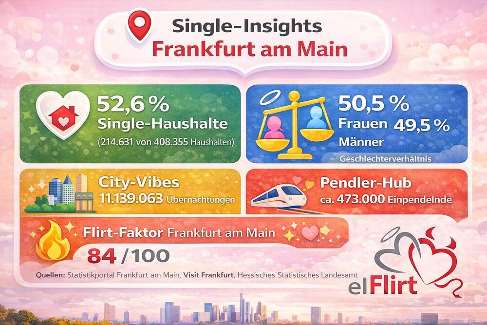 Infografik mit Single-Insights für Frankfurt am Main